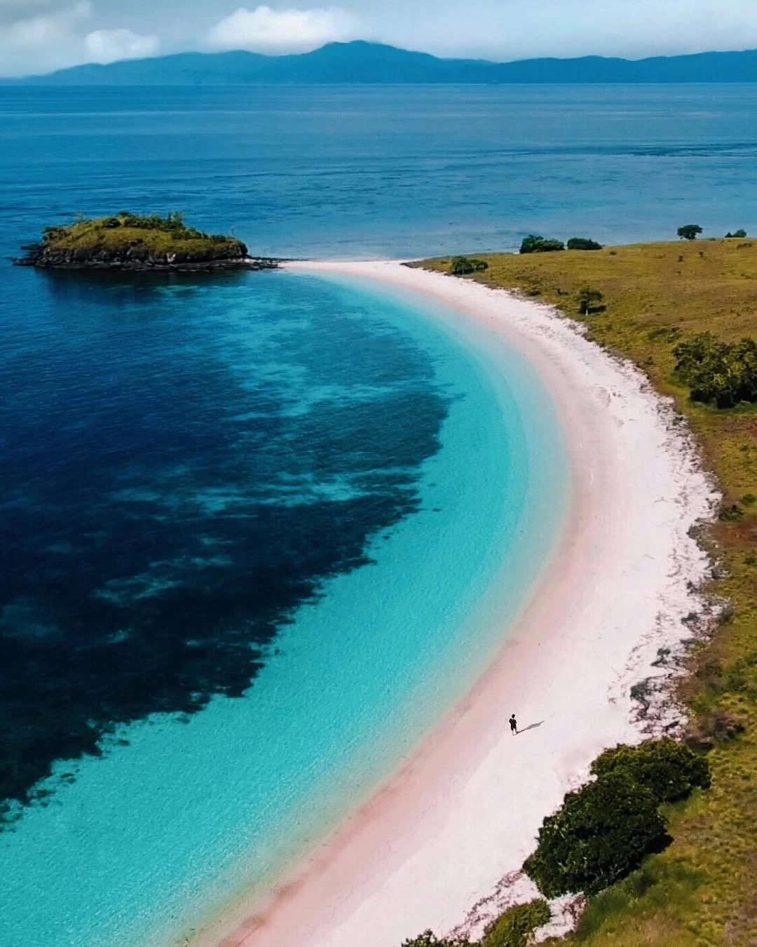 pink sand beach in Indonesia